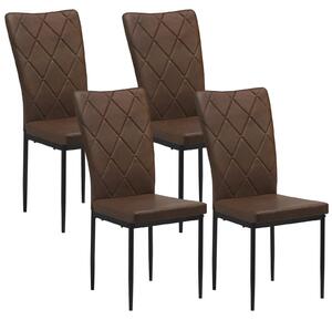 Židle - Jídelní židle - Sada 4 jídelních židlí - Kožené potahy - Ergonomický design - Kovové nohy - Vysoké opěradlo