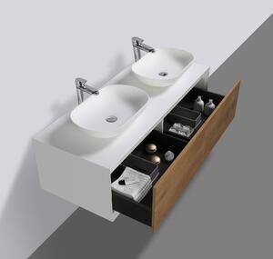 Toaletní stolek Fiona 1400 bílý mat - betonové nebo dubové čelo