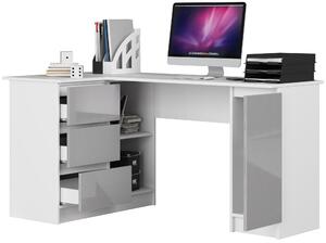 Moderní psací stůl SCYL155L, bílý / metalický lesk