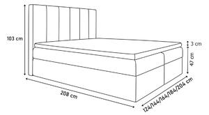 Čalouněná postel boxspring BRIGITE + topper, 140x200, jasmine 100