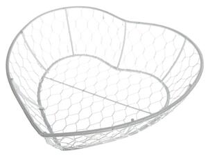 Srdíčko košík drátěný bílý 23,5×6×16,5cm