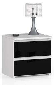Noční stolek ARMARIA CL 2, 40x40x35, bílá/černá lesk