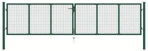 Kovový plotový panel zelený, rozměry 390 x 100 cm, odolný vůči povětrnostním vlivům, s moderním vzorem mřížky, vhodný pro zahradu a terasu