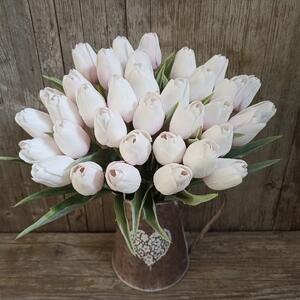 Tulipán umělý bílo růžový jemně bělený 44cm cena za 1ks