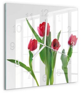 Skleněné hodiny Tulipány zskb-30x30-00087148