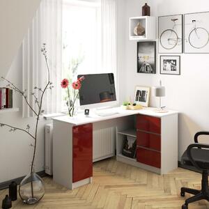 Rohový PC stolek Bevin (červený lesk) (P). 1068975