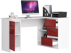 Moderní psací stůl SCYL155P, bílý / červený lesk