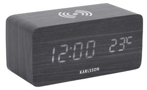LED budík-hodiny 5933BK Karlsson s nabíječkou smartphonů 15cm