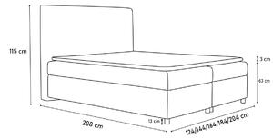 Čalouněná postel boxspring MARIANA + topper, 180x200, madryt 924