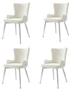 Jídelní židle - Sametové židle - Designové židle - Kovové nohy - Sada 4 kusů - Pohodlné