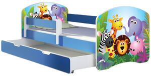 Dětská postel - ZOO 2 160x80 cm + šuplík modrá