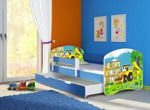 Dětská postel - Bagr 2 140x70 cm + šuplík modrá