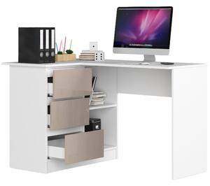 Moderní psací stůl HERRA124L, bílý / capuccino lesk