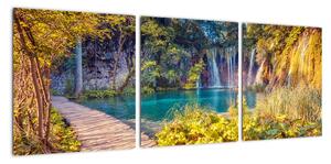 Vodopády v přírodě - obraz (90x30cm)