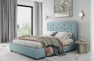 Světle modrá látková postel MICADONI SERI 140 x 200 cm