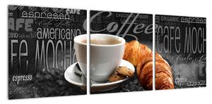 Káva s croissantem - obraz (90x30cm)