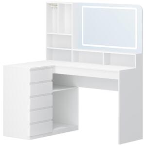 Kosmetický stolek - Toaletní stolek - Komoda se zrcadlem - Úložný stolek - Rohový kosmetický stolek ve tvaru L