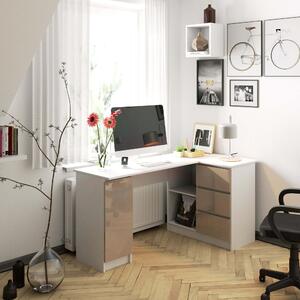 Designový psací stůl ROMAN155P, bílý / capuccino lesk