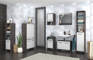 Polovysoká koupelnová skříňka SPLIT bílá/beton