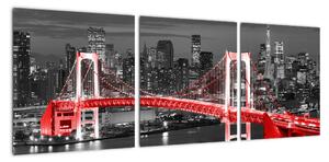 Noční fotka mostu - obraz (90x30cm)