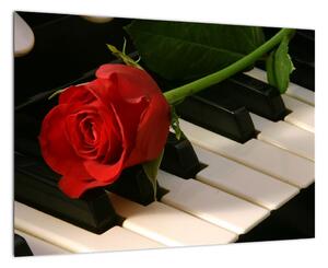 Obraz růže na klavíru