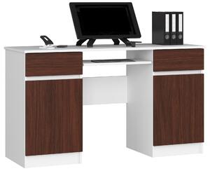 Moderní psací stůl ANNA135, bílý / wenge