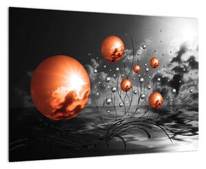 Abstraktní obrazy - oranžové koule