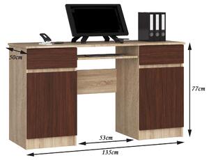 Moderní psací stůl ANNA135, dub Sonoma / wenge