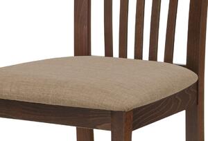 Jídelní židle dřevěná dekor ořech a potah krémová látka BC-3950 WAL