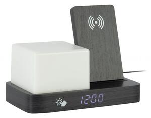 Digitální stolní hodiny 6079BK Karlsson s lampou a nabíječkou smartphonů 20cm