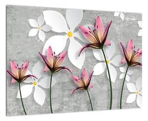 Abstraktní obraz květů na šedém pozadí