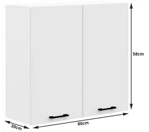 Kuchyňská skříňka horní dvoudveřová KOSTA W80 2D, 80x58x30, bílá