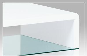 Autronic Konferenční stolek, MDF vysoký lesk bílý / čiré sklo