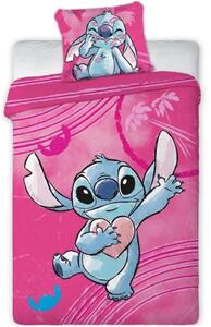 Bavlněné ložní povlečení Stitch v růžové barvě pro holky - 100% bavlna - 70 x 90 cm + 140 x 200 cm