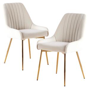 Jídelní židle - Židle - Sada jídelních židlí - Designové židle - Sametové židle - Sada 2 kusů, bílá barva