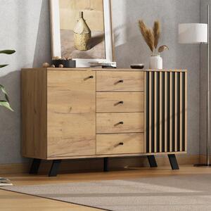 Komoda – Boční komoda – Skříňka – Úložná skříň – Komoda – Moderní design – 4 zásuvky a 2 dveře – 120 x 38 x 75 cm