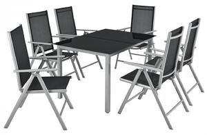 Goleto Zahradní hliníková sestava Milano | stůl + 6 židlí stříbrno-šedá