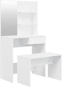 Kosmetický stolek se zrcadlem a stoličkou, rozměry 74,5 x 40 x 141 cm – stolek s povrchem imitujícím staré dřevo