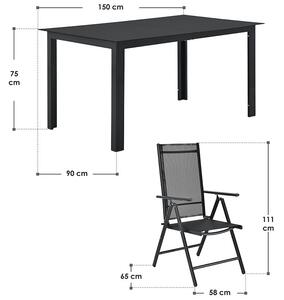 Goleto Zahradní hliníková sestava Milano | stůl + 6 židlí tmavě šedá