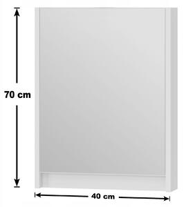 Koupelnová skříňka 40 cm se zrcadlem a LED osvětlením, lakovaná bílá lesklá Omeble