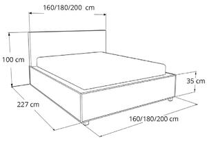 Čalouněná postel AMBER s matrací, 160x200