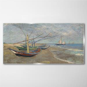 Obraz na skle Obraz na skle Lodě na pláži van Gogh