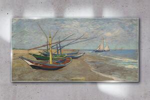 Obraz na skle Obraz na skle Lodě na pláži van Gogh