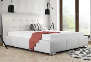 Čalouněná postel BERAM + matrace DE LUX, 140x200, šedá ekokůže - madryt 190