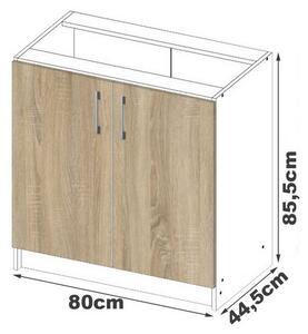 Kuchyňská skříňka dolní s pracovní deskou LIMA S60 2D, 60x85,5x46, sonoma/bílá