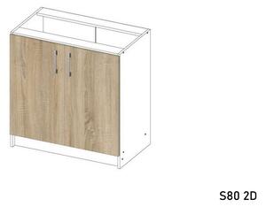 Kuchyňská skříňka dolní s pracovní deskou SALTO S80 2D, 80x85,5x46, sonoma/bílá