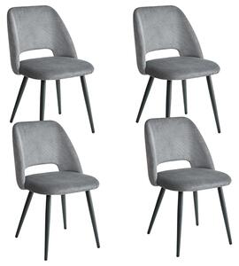 Sada jídelních židlí (2, 4 nebo 6 kusů) – sedák z ribového sametu, ergonomický design, černé kovové nohy