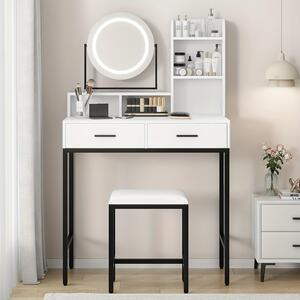 Kosmetický stolek - Toaletní stolek - Stolek na líčení - Kosmetická komoda - Stolek na make-up - Zrcadlo s 360° otočnou funkcí