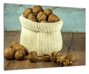 Obraz - ořechy v pleteném koši