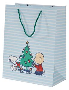 PEANUTS Dárková taška velká Snoopy a stromek - sv. modrá